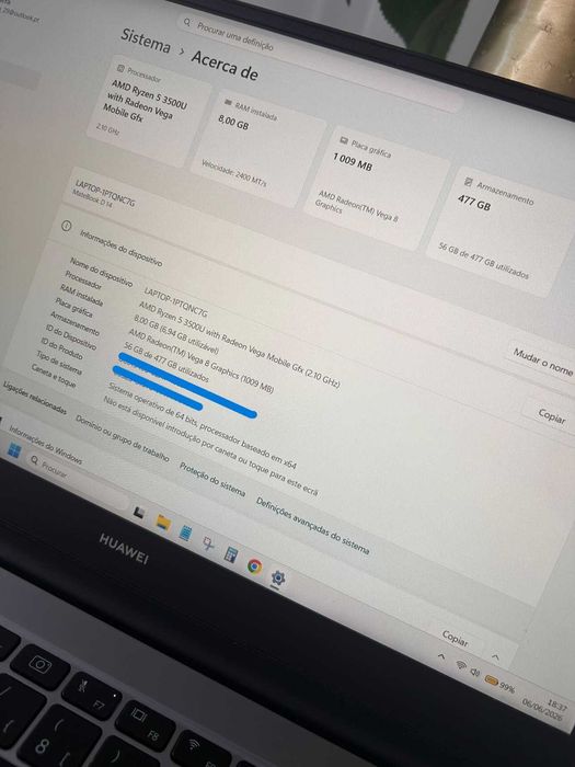 Huawei MateBook D 14" | Ryzen 5 | 8GB RAM | 512GB SSD | Bateria Excelente!