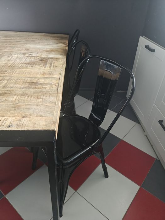 Krzesła czarne 6szt metal loft