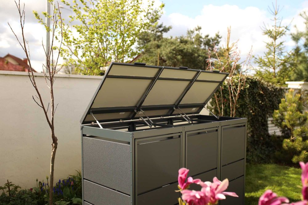 Polskie producent śmietnik Zabudowy koszy na śmieci Obudowy na kosze Top Box 4x120L premium Modern