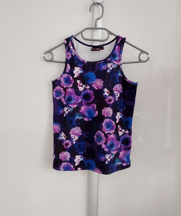 Sportowy top bokserka tank top PXS Phelix Sports w kwiaty rozmiar 122/128 fiolet/róż