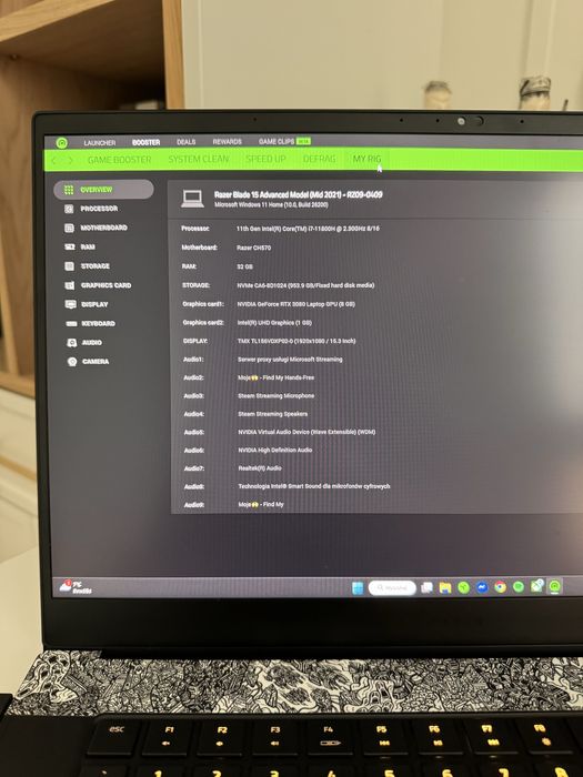 Razer Blade 15 Advanced RTX 3080 / i7 / 32GB RAM / 1TB SSD + akcesoria