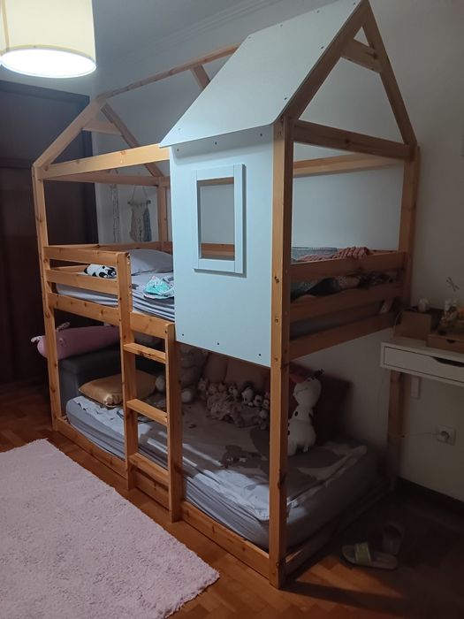 Beliche cabana natural e branco 220x96x197cm