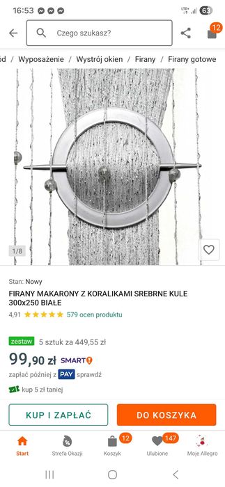 Firanka z koralikami