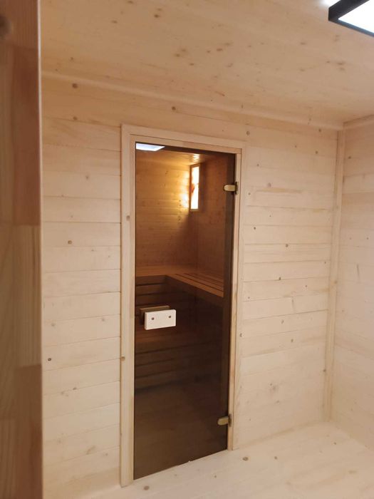 sauna ogrodowa z przedsionkiem, spa zewnętrzne premium, producent