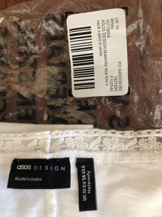 Asos koszulka bluzka biała koronka ciążowa maternity rozmiar 38 nowa