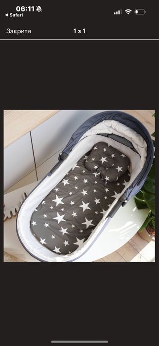 Простинь на резинці + подушка в дитячу люльку
