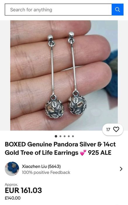 Серьги Pandora оригинал УПП, пандора,  сережки,  серебро, золото