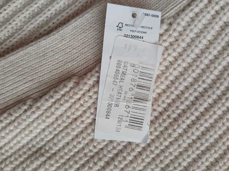 NOWY Kardigan GAP KIDS 100% Bawełna Beż M 128/134 Unisex METKA