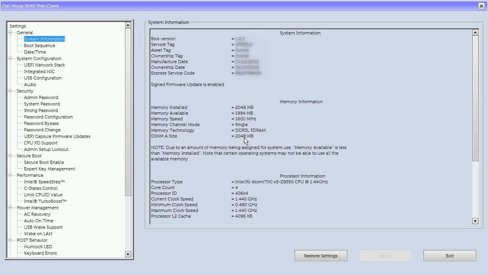 Dell Wyse 3040 Atom x5-Z8350 2GB RAM 16GB eMMC ThinClient z zasilaczem