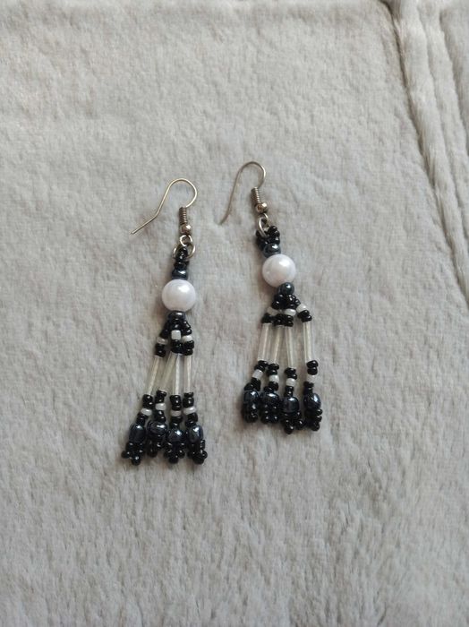 Kolczyki długie z koralików rękodzieło