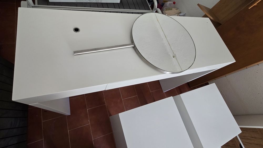 Conjunto de consola + espelho + 2 mesas de cabeceira