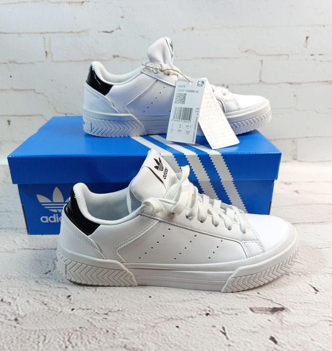 Buty Adidas Originals Court Tourino W Damskie Białe z Czarnymi Akcenta