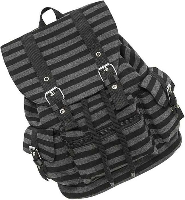 Рюкзак в полоску черно белый серый Retro Y2k Casual Striped College Backpack Korean Style