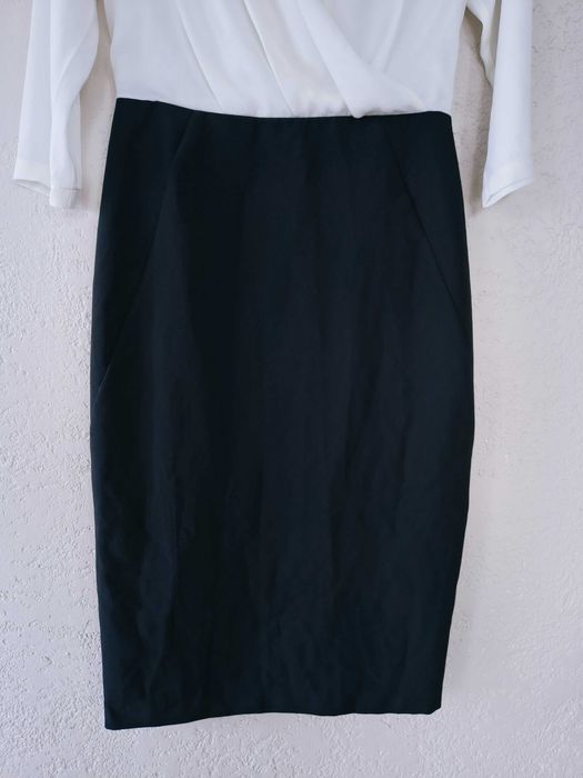 Elegancka biało czarna sukienka, ołówkowa, M, Very
