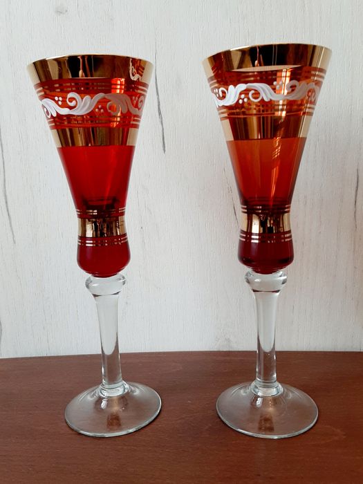 Келихи з кольорового скла розписані - 2 шт.