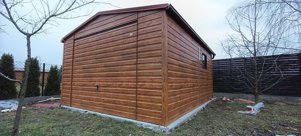 Garaż blaszany drewnopodobny 4mx6m profil producent cała polska 6x6