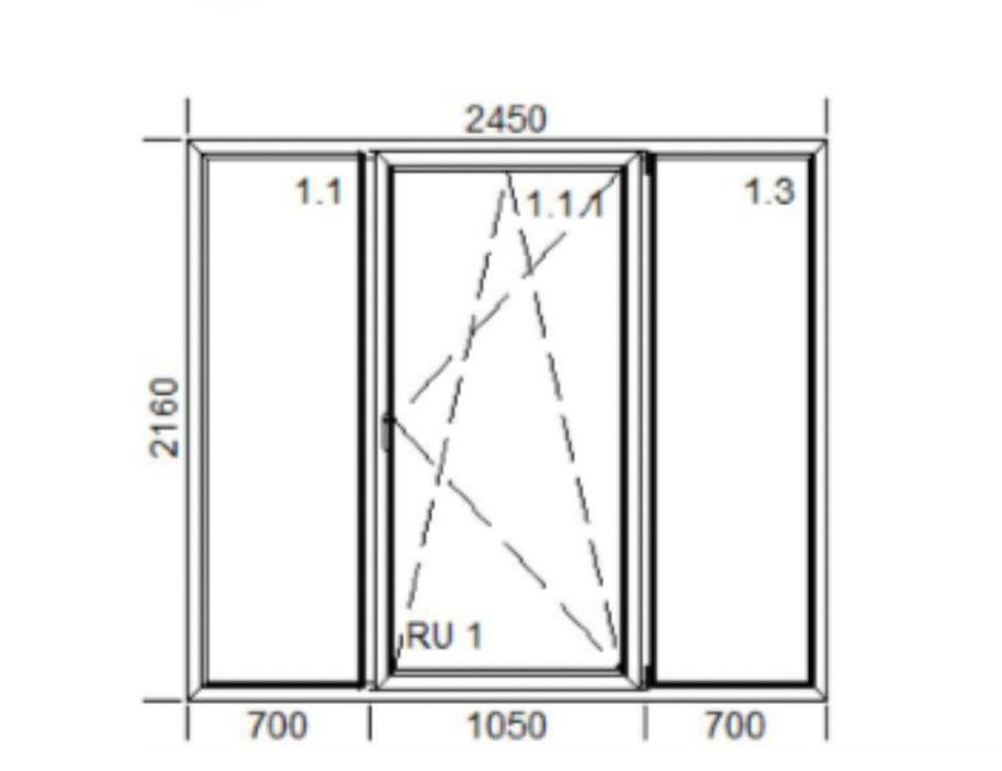 Sprzedam trzyszybowe okno balkonowe 216 cm wysokość x 245 cm szerokość