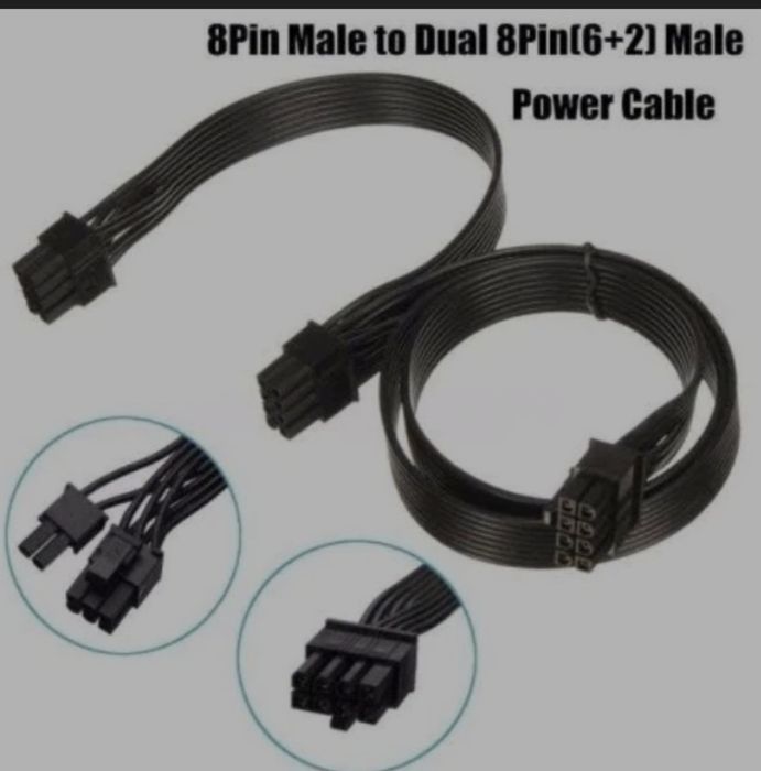 Модульний кабель 18 AWG 60 см 8pin -> 2 по 8 (6 + 2) перехідник подовж