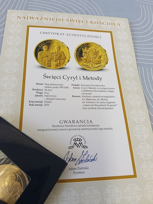 Numizmat święci Cyryl i Metody plus certyfikat