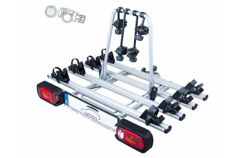 Bagażnik rowerowy na hak 4 rowery AMOS GIRO 4 13 PIN lub 7 PIN udźwig 75kg WYNAJEM