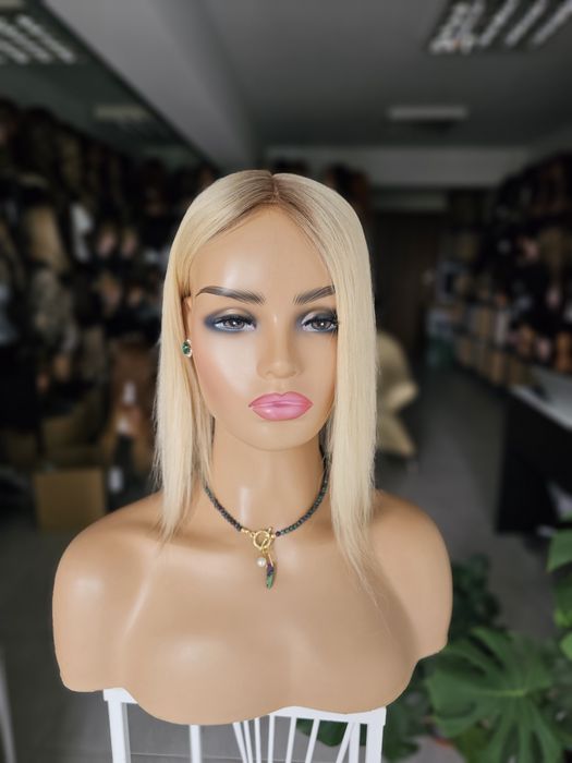 Topper premium z włosów naturalnych Diana jasny blond imitacja skory
