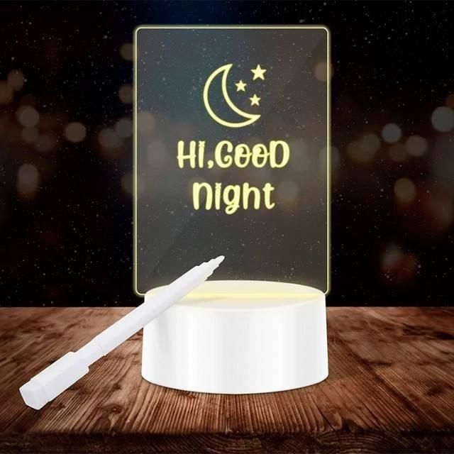 креативний світлодіодний LED-нічник з акриловою дошкою для нотаток і малювання