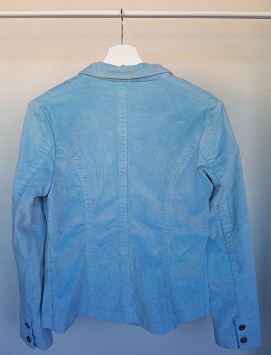 Casacos tipo blazer, em bombazine, azul-céu ou verde-água - L e XL