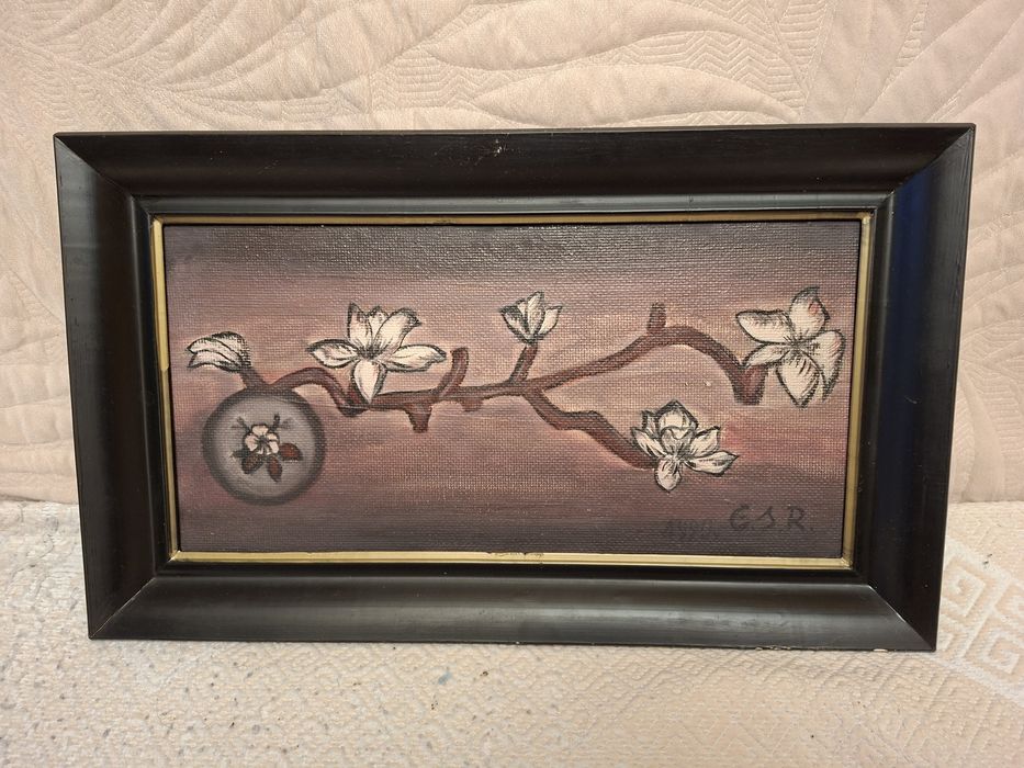 Obraz ręcznie malowany na desce sztuka japońska martwa natura