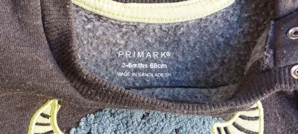 Conjunto Camisola + Calças Cinza Escuro Monstro Primark 3-6 meses