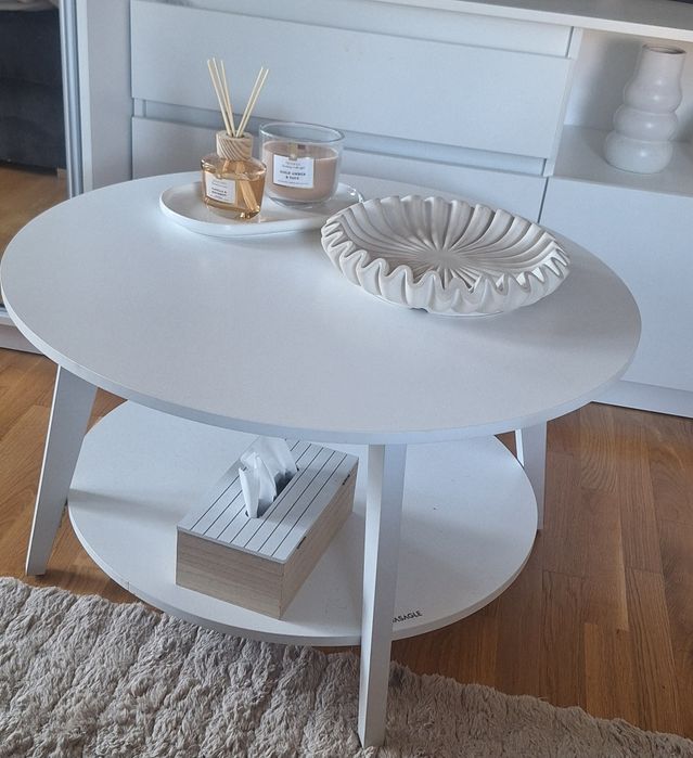 Stolik biały okrągły 80x80x45