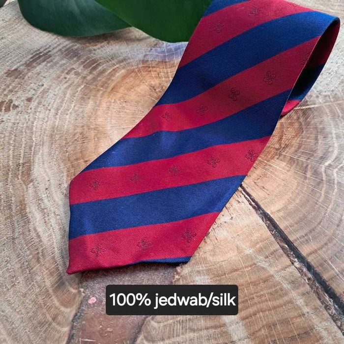 Elegancki jedwabny niebieski czerwony krawat 100% jedwab