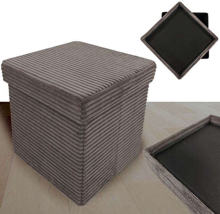 Pufa Tapicerowana Sztruksowa Nowa do Sypialni Siedzisko Pojemnik