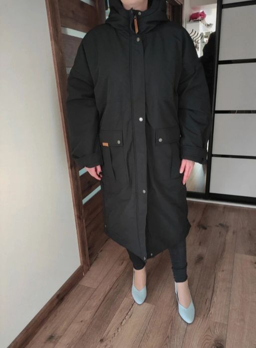 Kurtka zimowa ocieplana czarna długa 50 5XL (44)