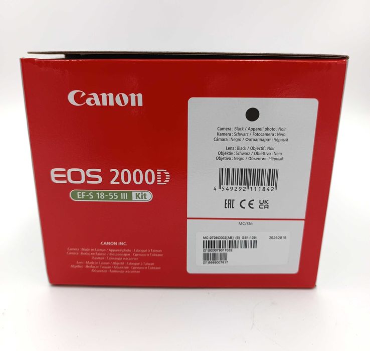 Aparat CANON EOS 2000D + Obiektyw EF-S 18-55mm Nowy ZESTAW Lustrzanka