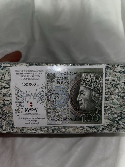 Brykiet PWPW - 100 000 zł w banknotach 100 zł