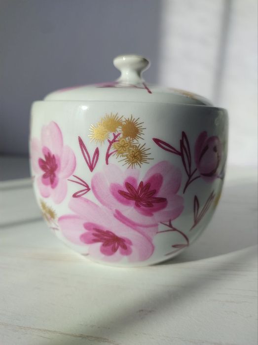 Колекційна цукорниця ЛФЗ із сервізу Сакура, ручний розпис, 1 сорт СССР