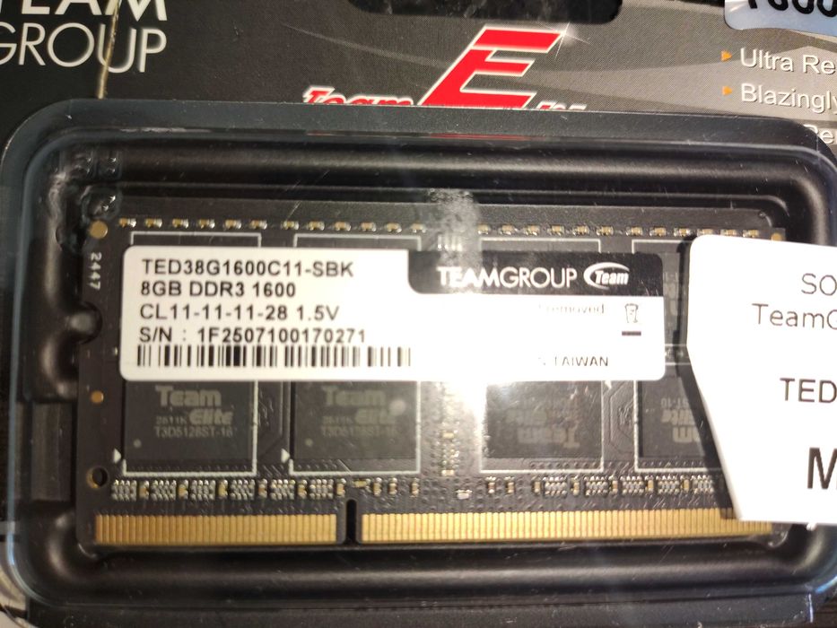 RAM 8GB DDR3 1600MHz SO-DIMM (1Rx8) TeamGroup – como nova