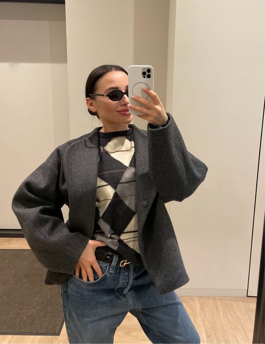 Кашемір вовна светр в ромби бренд стиль cos М/Onesize old money