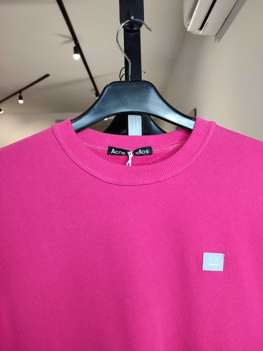 Світшот Acne Studios Face Patch Crewneck Sweatshirt Neon Pink