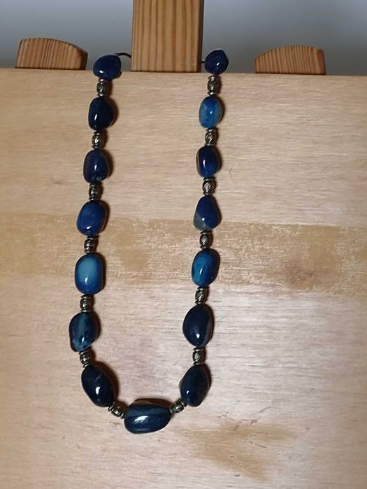 Komplet granat korale agat + kolczyki lapis lazuli