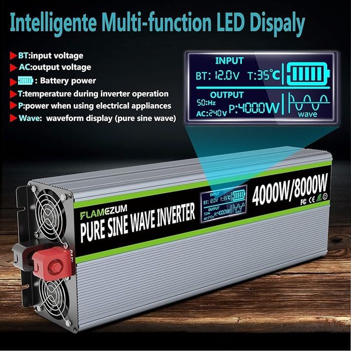 Инвертор FLAMEZUM 4 kw 4 квт. пікова 8 kw, чиста синусоида 12 B
220 B