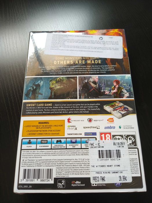 The Witcher 3 Wild Hunt - Hearts of Stone PS4 Novo - Envio incluído