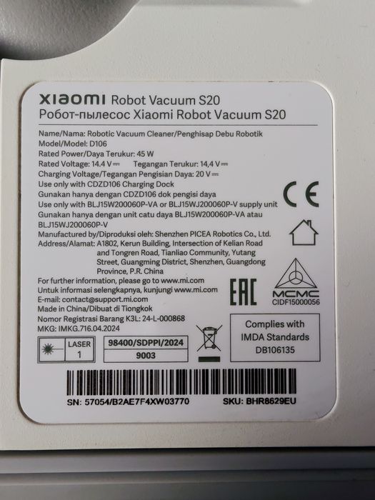 Odkurzacz Xiaomi Robot Vacuum S20