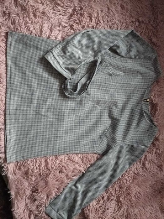 Bluzka w pepitke, rozmiar s, rękaw 3/4