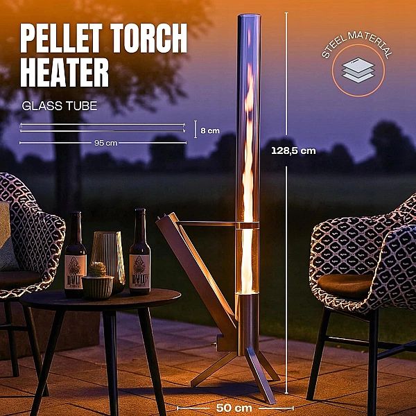 Piecyk rakietowy palenisko ogrzewacz na pellet biokominek, pochodnia 1