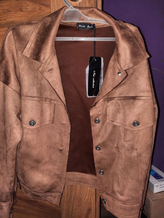 Kurtka narzutka uni zamsz karmel