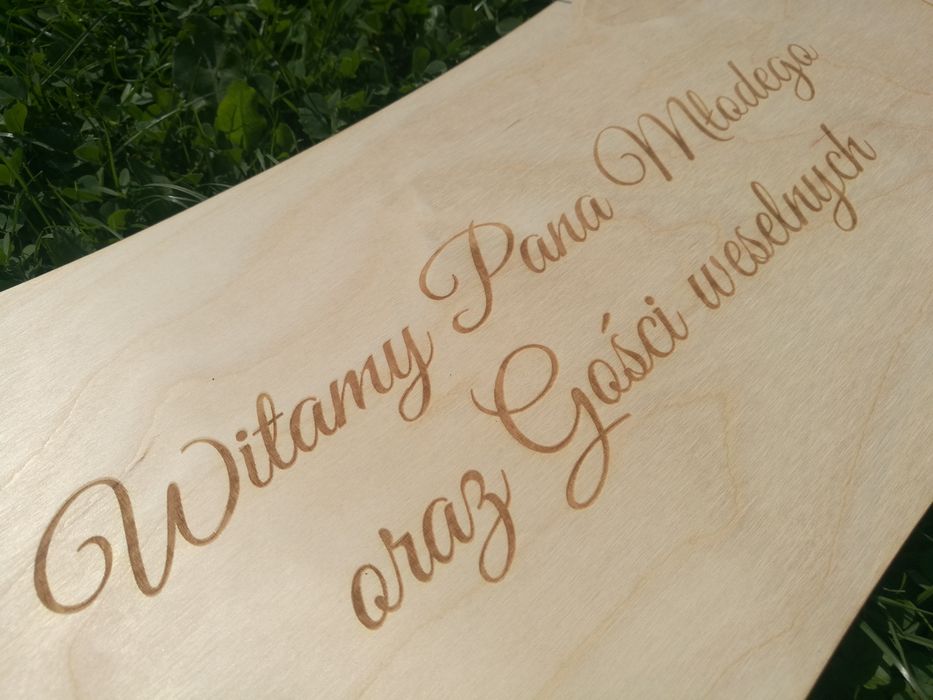 Tablica powitalna, drewniany baner weselny, dekoracja ślubu 50x25 cm