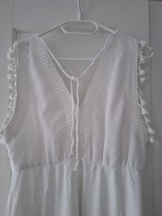 Biała sukienka boho,ażurowa 38/40