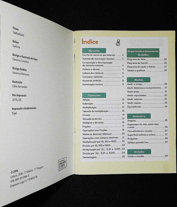 Livro Tabuadas para 1ºciclo