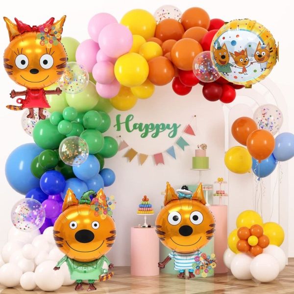 Фотозона три кота Карамелька Коржик Компот на день рождения гирлянда